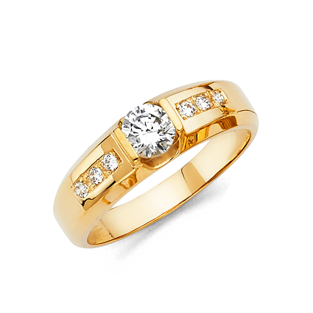 14KY CZ MENS WED BAND