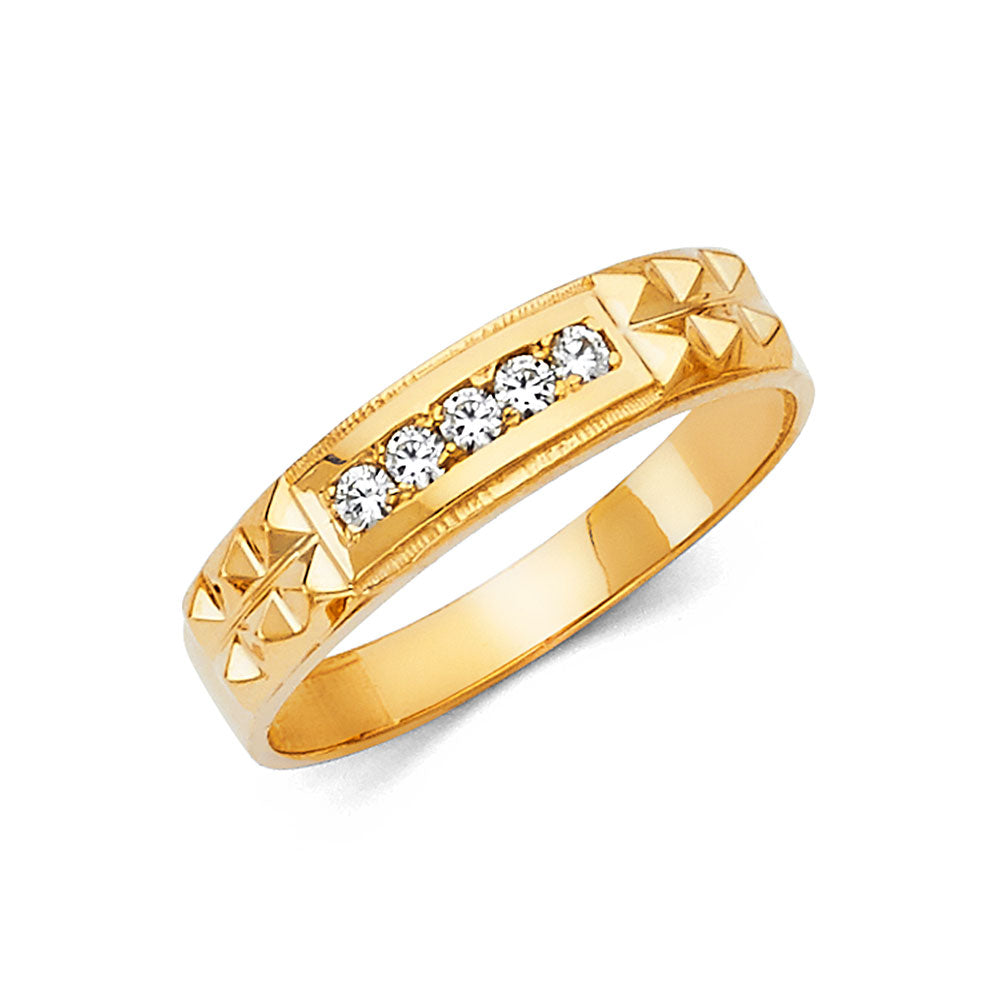 14KY CZ MENS WED BAND