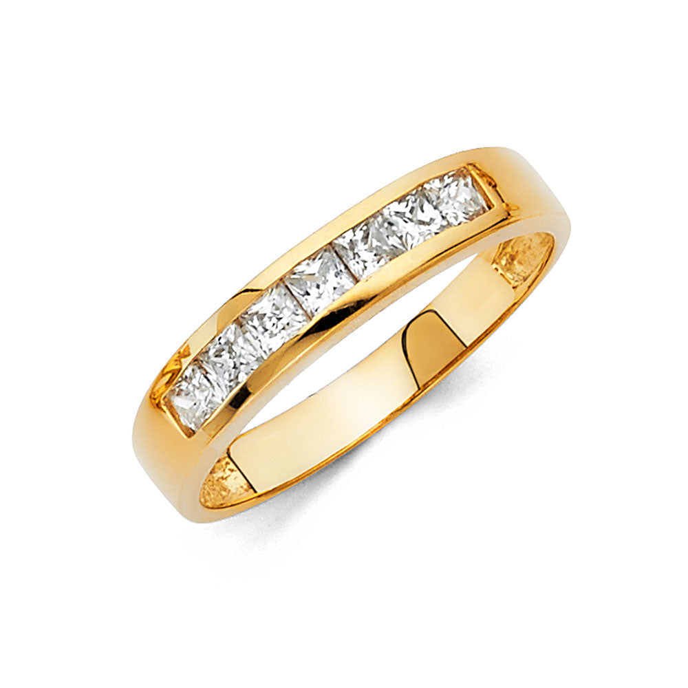 14KY CZ MENS WED BAND