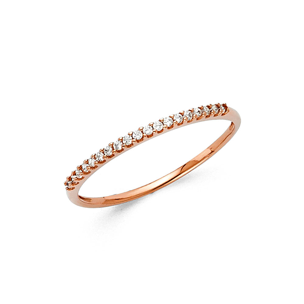 14K PINK CZ LADIES WED BAND
