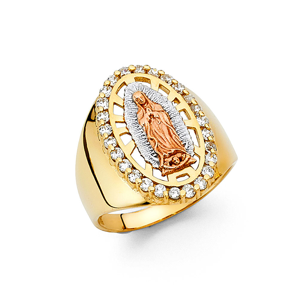 14K 3C CZ MENS RING