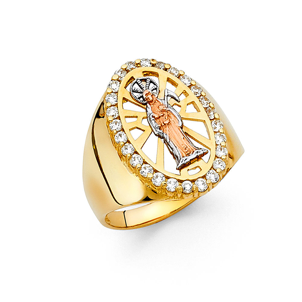 14K 3C CZ MENS RING