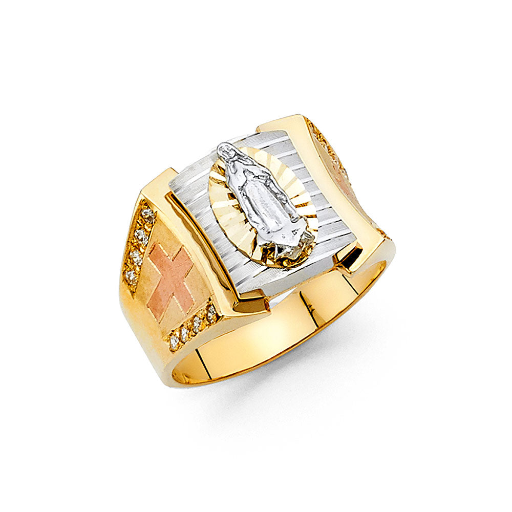 14K 2T CZ MENS RING