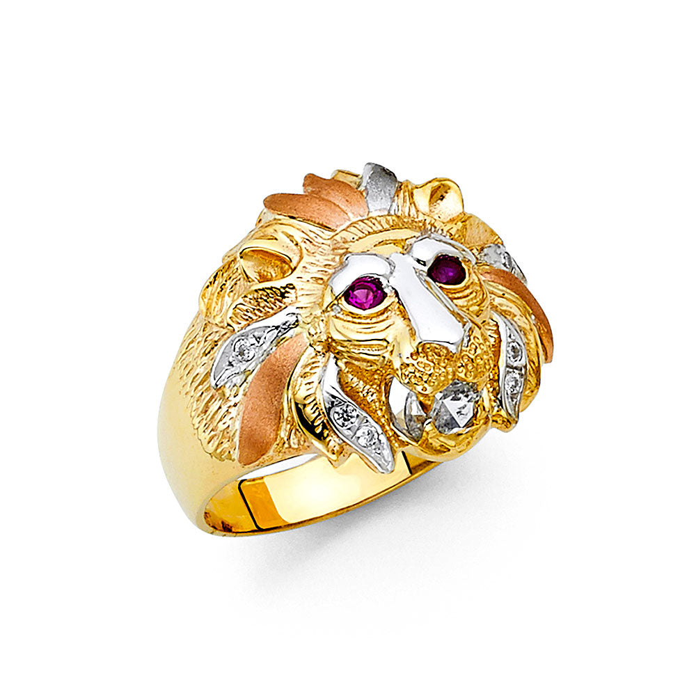 14K 3C CZ MENS RING