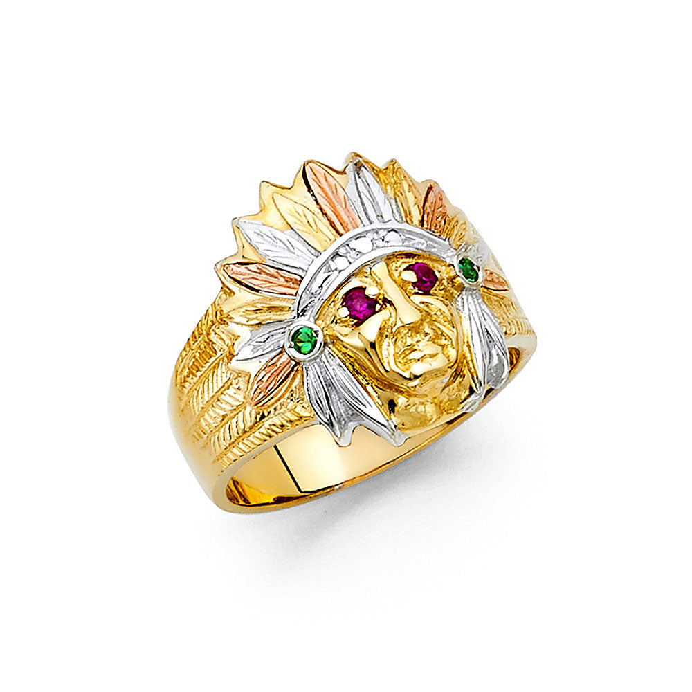 14K 3C CZ MENS RING