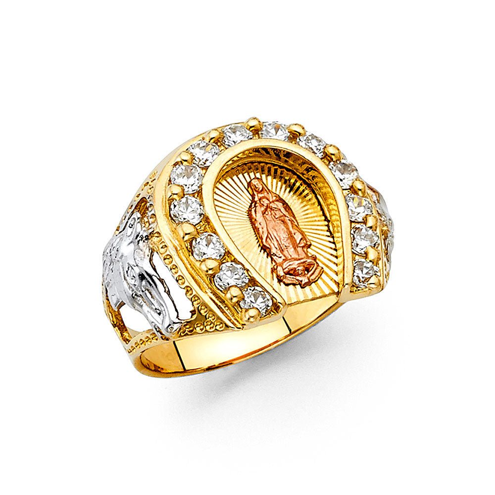 14K 3C CZ MENS RING