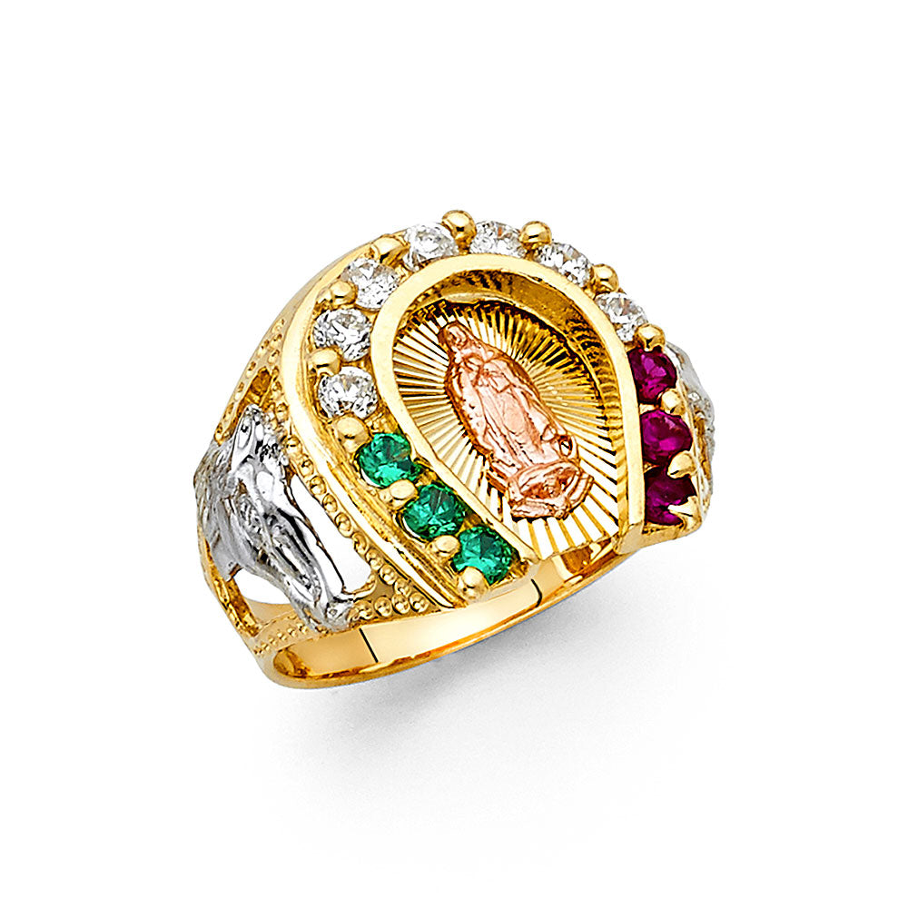 14K 3C CZ MENS RING