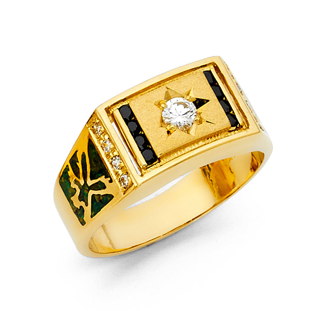 14KY CZ MENS RING w/Sapphire
