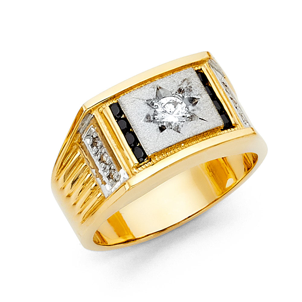 14KY CZ MENS RING w/Sapphire