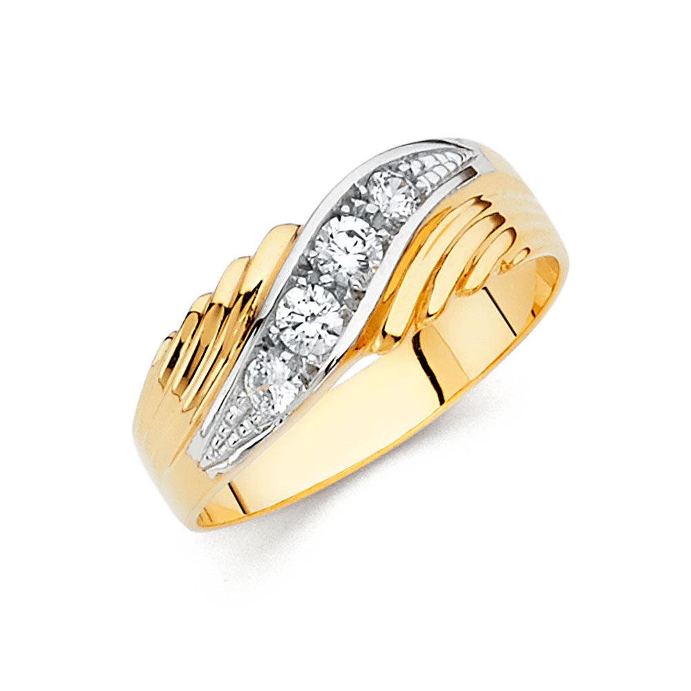14KT CZ WEDDING BAND MEN (RG145)