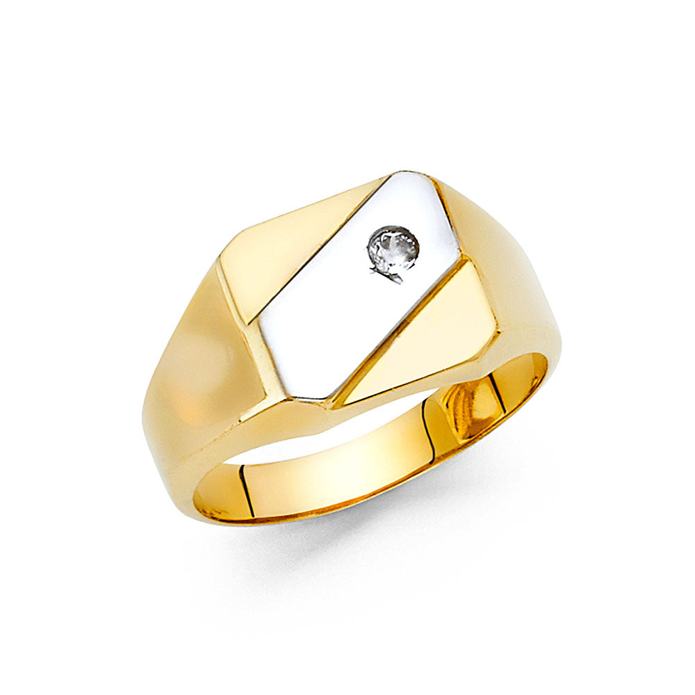 14K 2T CZ MENS RING