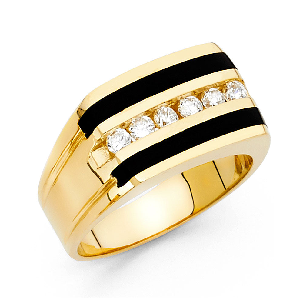 14KY ONYX MENS RING
