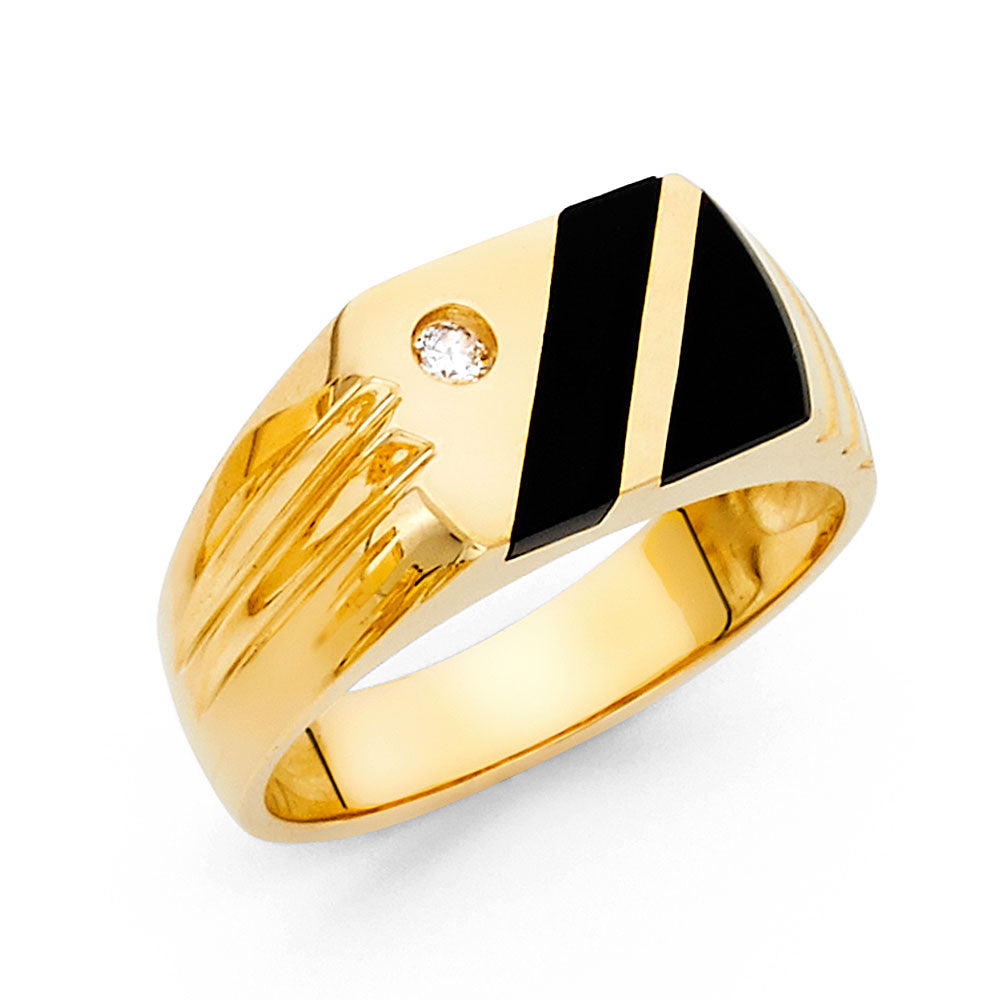 14KY ONYX MENS RING