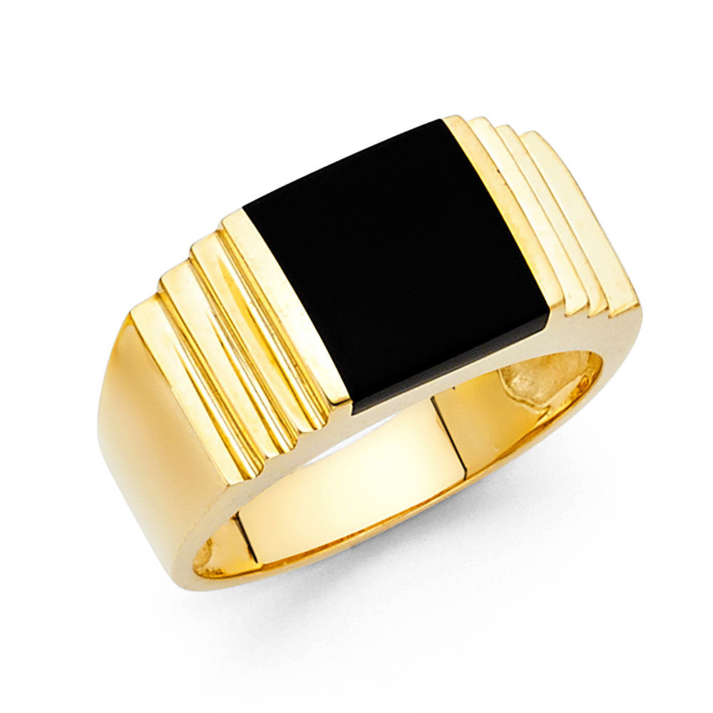 14KY ONYX MENS RING