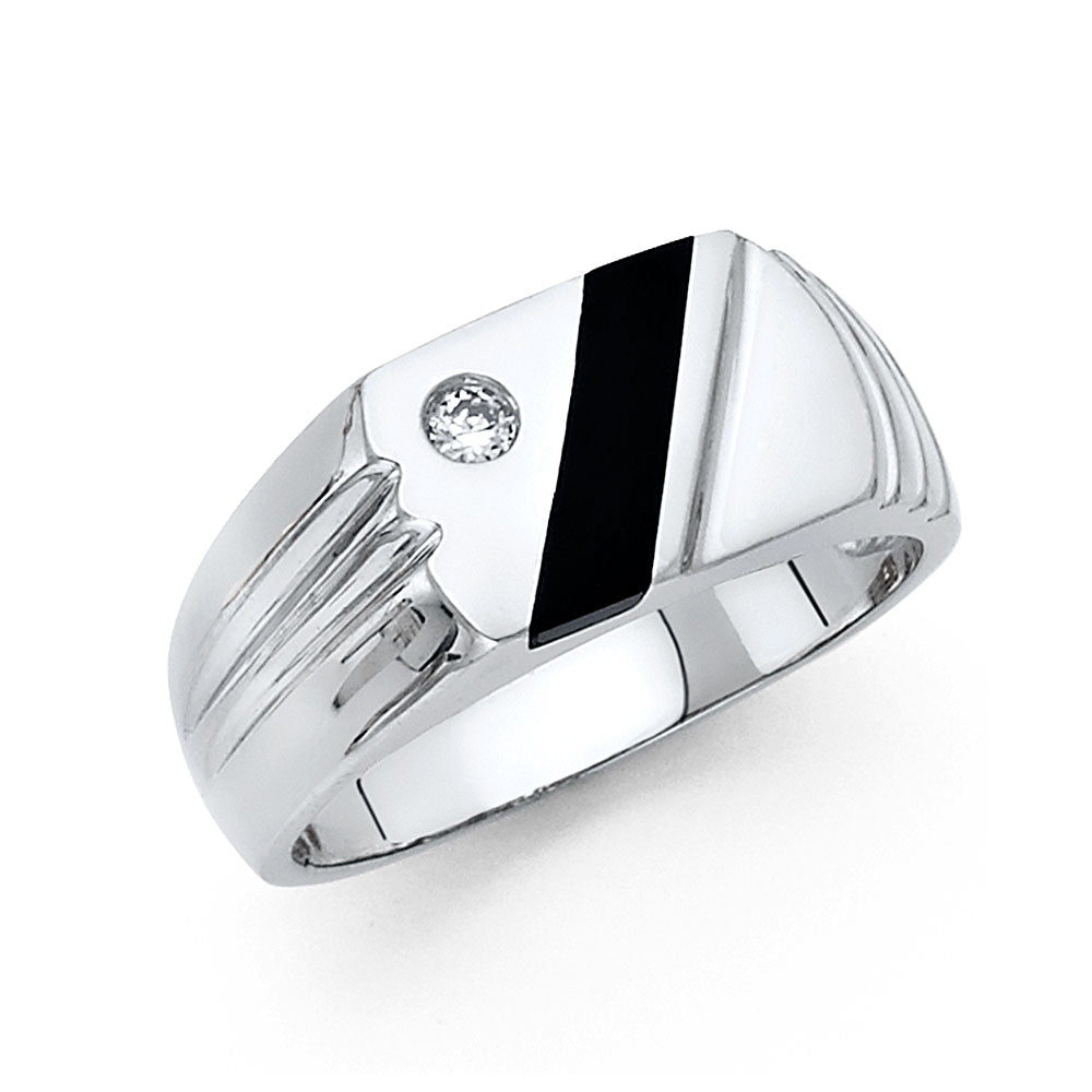 14KW ONYX MENS RING