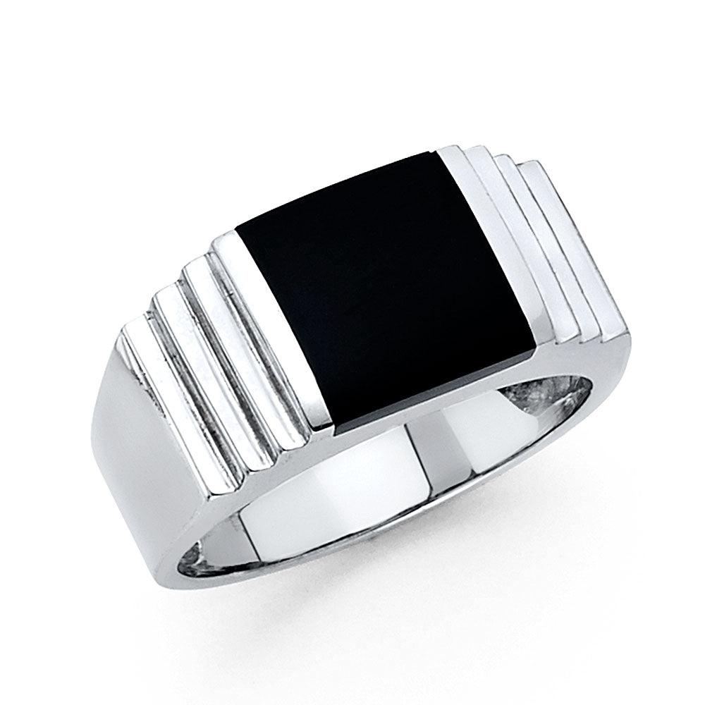 14KW ONYX MENS RING