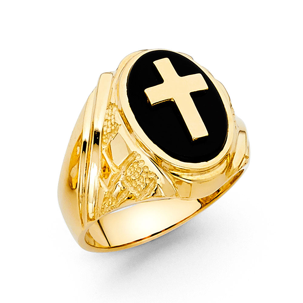 14KY ONYX MENS RING