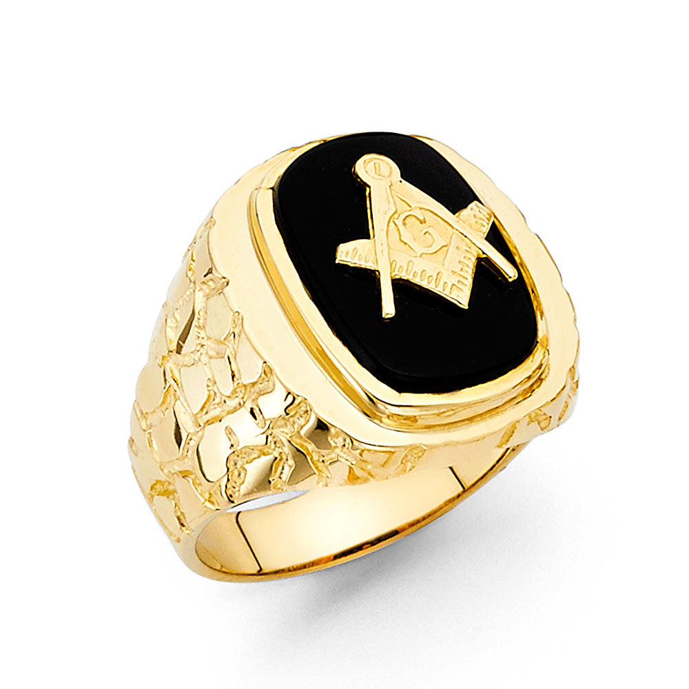 14KY ONYX MENS RING