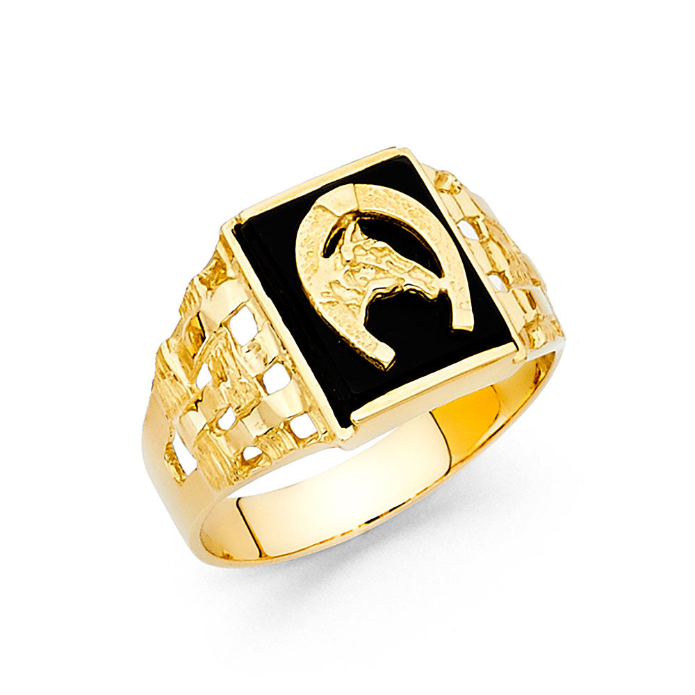 14KY ONYX MENS RING