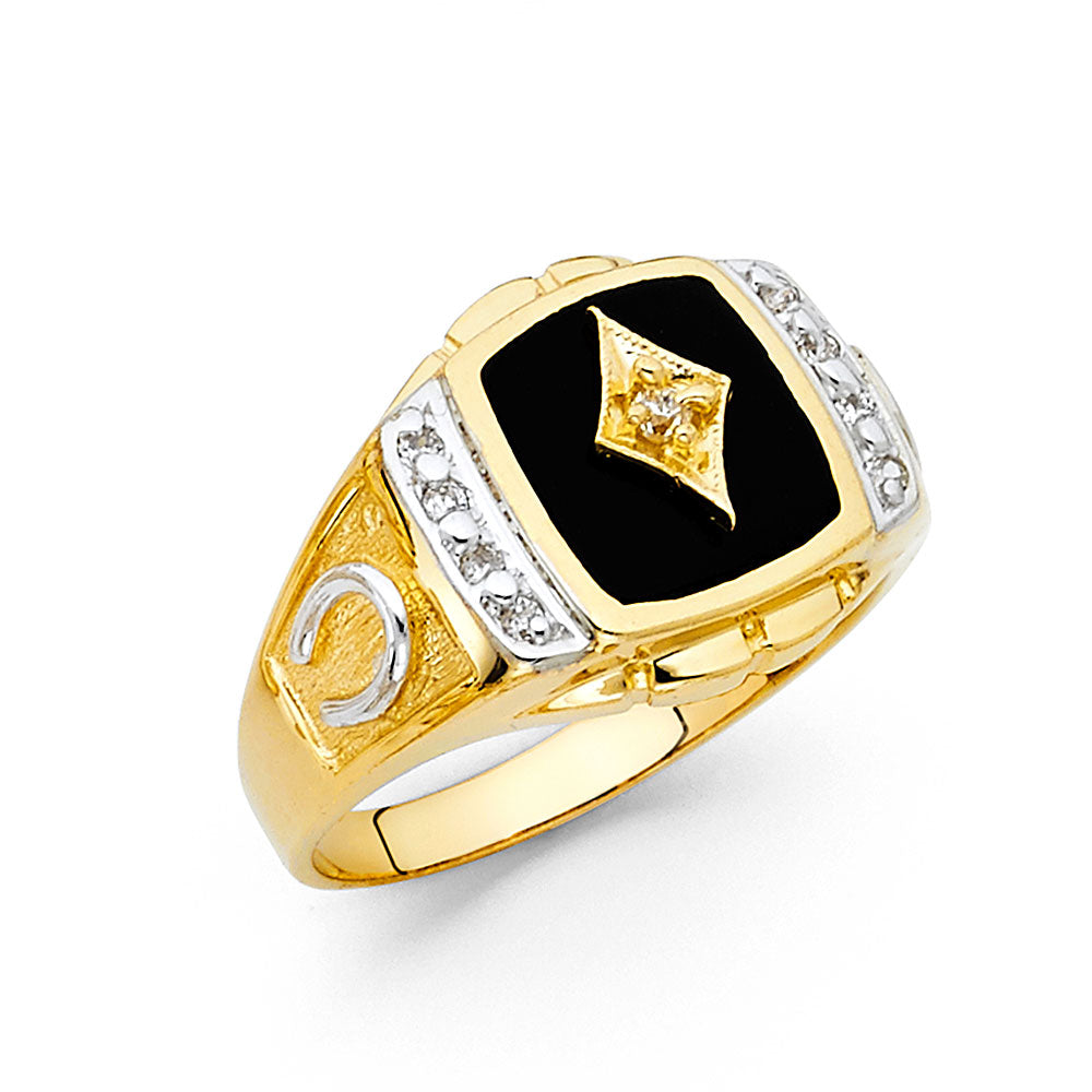 14KY ONYX MENS RING