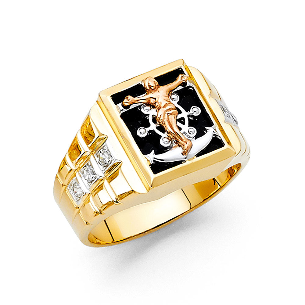14KY ONYX MENS RING
