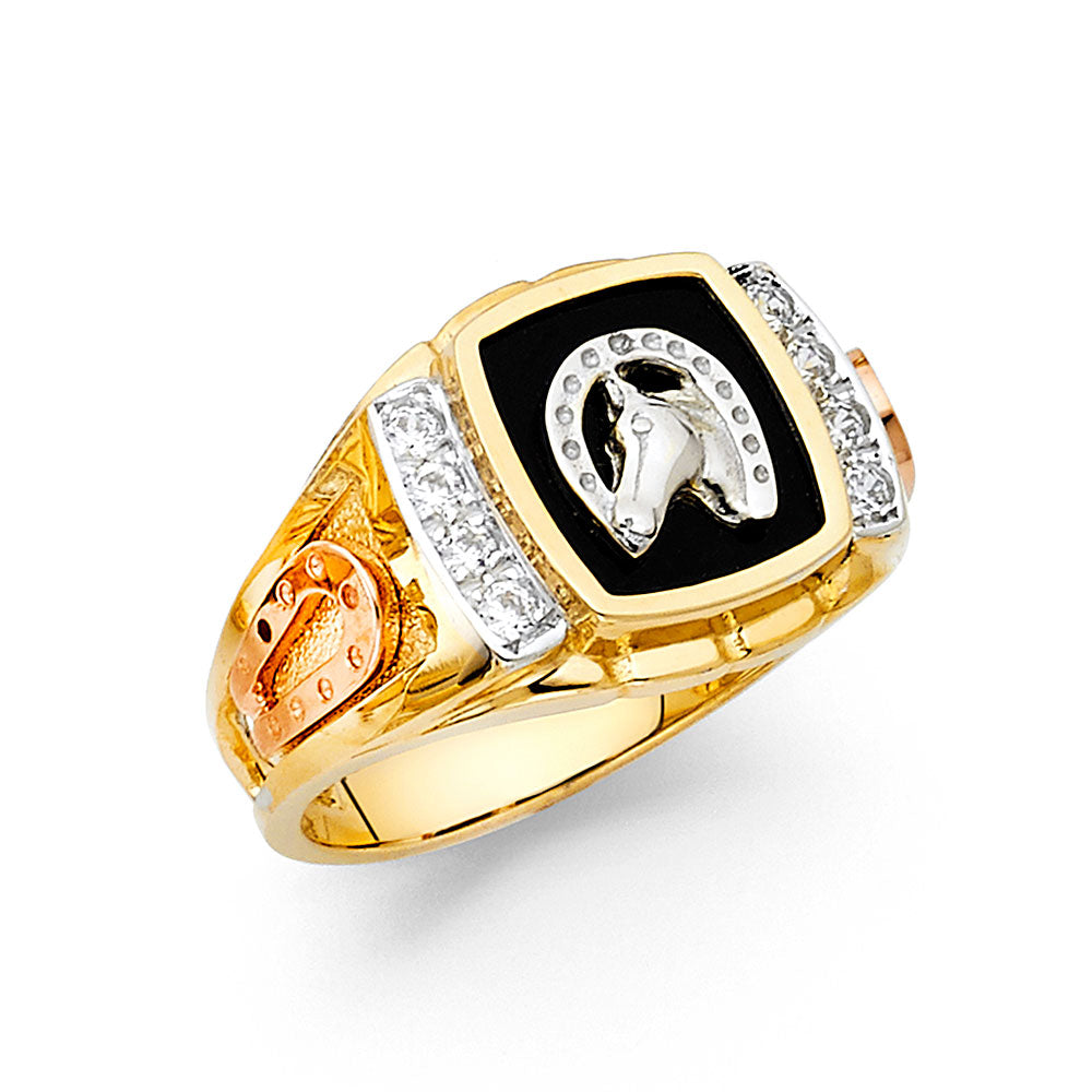 14KY ONYX MENS RING