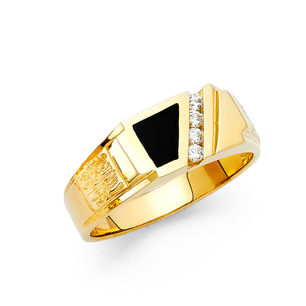 14KY ONYX MENS RING