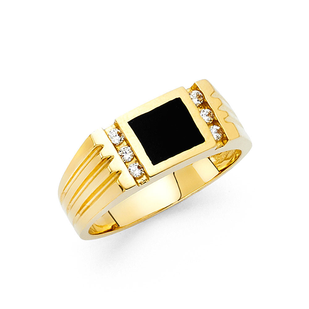 14KY ONYX MENS RING