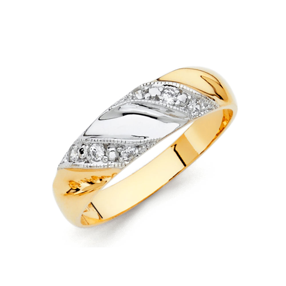 14KT CZ WEDDING BAND MEN (RG155)
