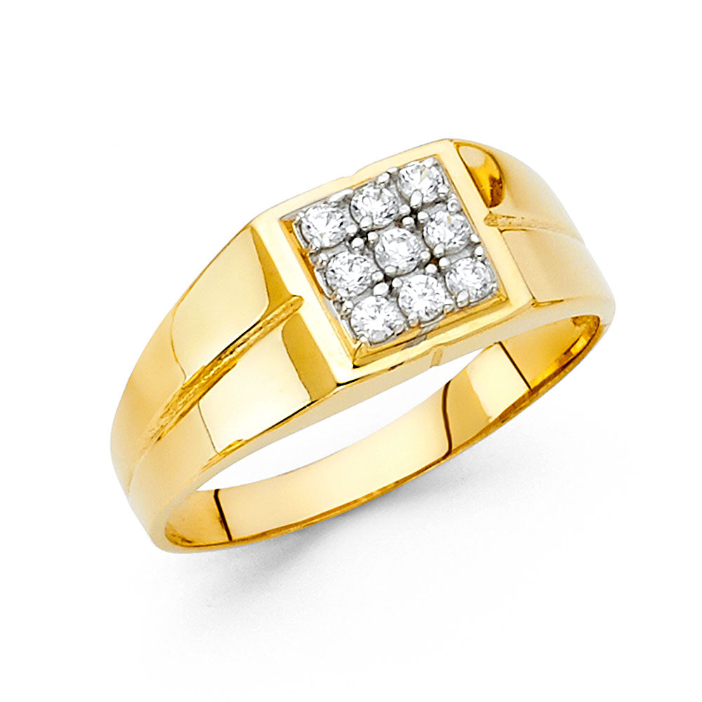 14K 2T CZ MENS RING