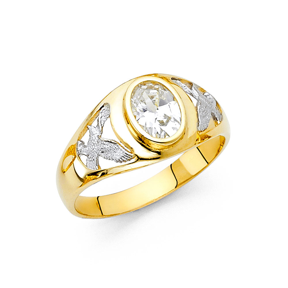 14K 2T CZ MENS RING