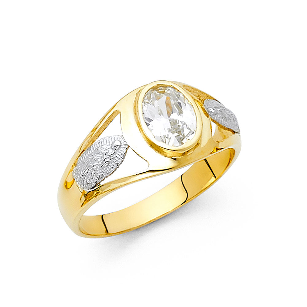 14K 2T CZ MENS RING