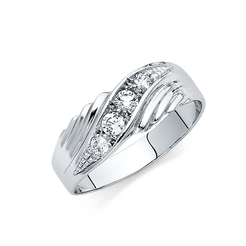 14KT CZ WEDDING BAND MEN (RG163)
