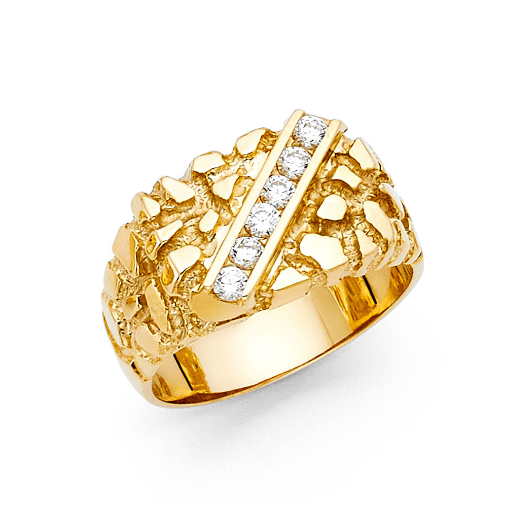 14KY CZ NUGGET RING
