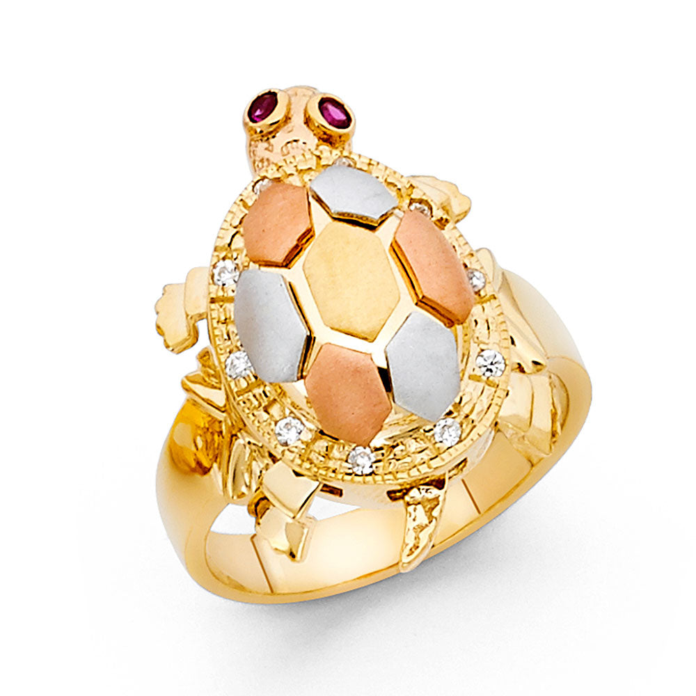 14K 3C FANCY TURTLE RING
