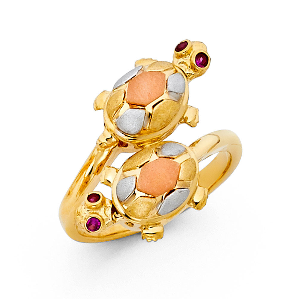14K 3C FANCY TURTLE RING