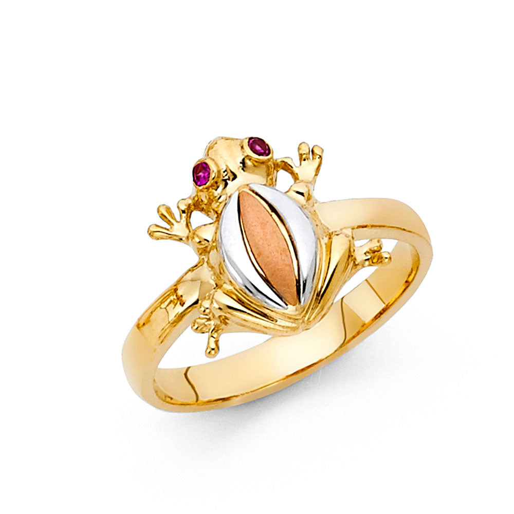14K 3C CZ FANCY FROG RING