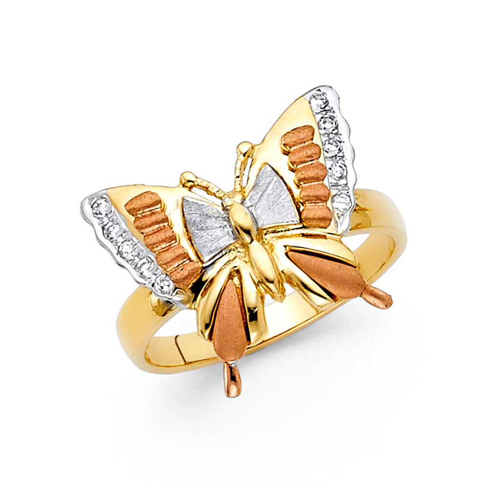 14K 3C CZ FANCY BUTTERFLY RING