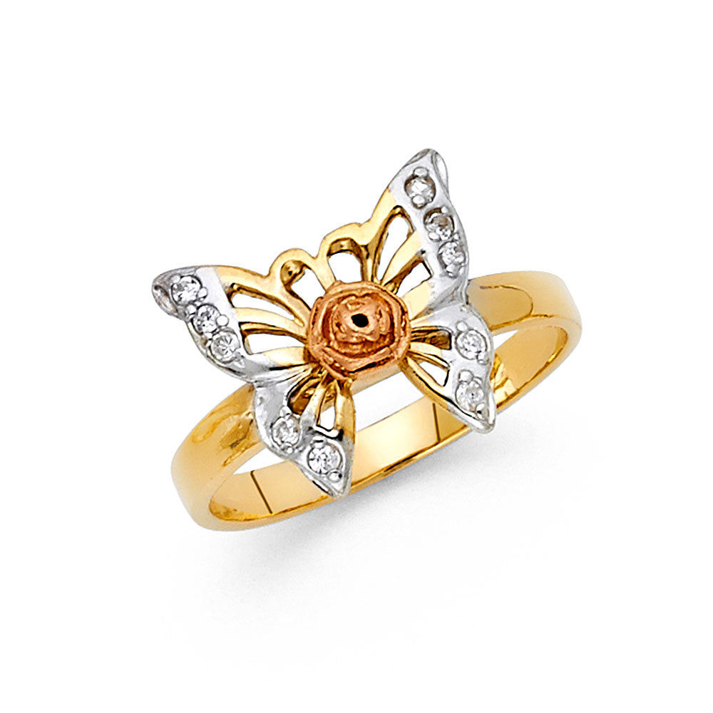 14K 3C CZ FANCY BUTTERFLY RING