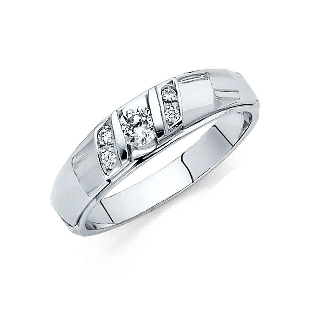 14KT CZ WEDDING BAND MEN (RG171)