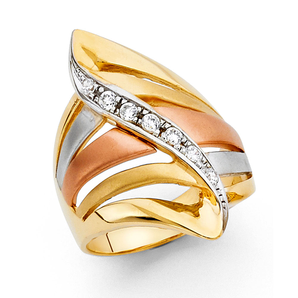 14K 3C CZ FANCY RING
