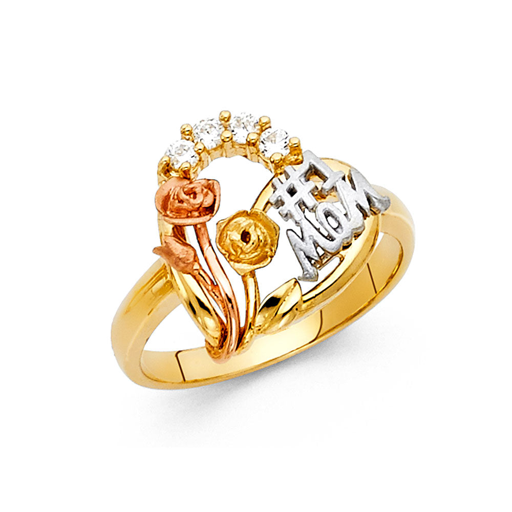 14K 3C CZ MOTHERS RING