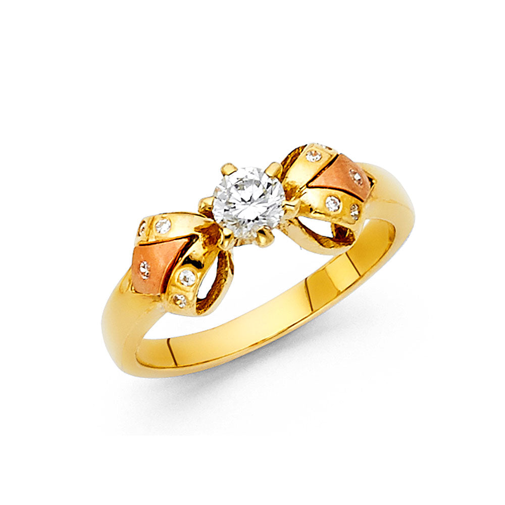 14K 2T CZ ENG RING