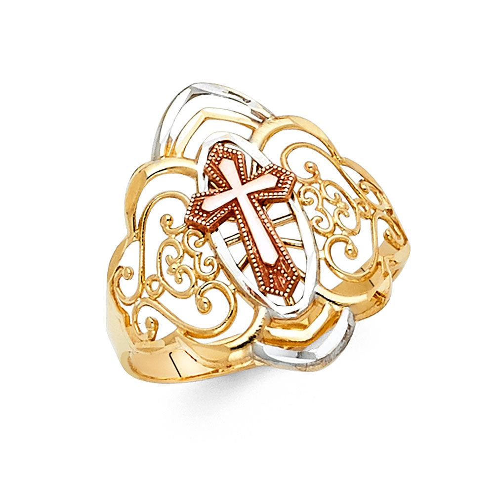 14K 3C CROSS RING