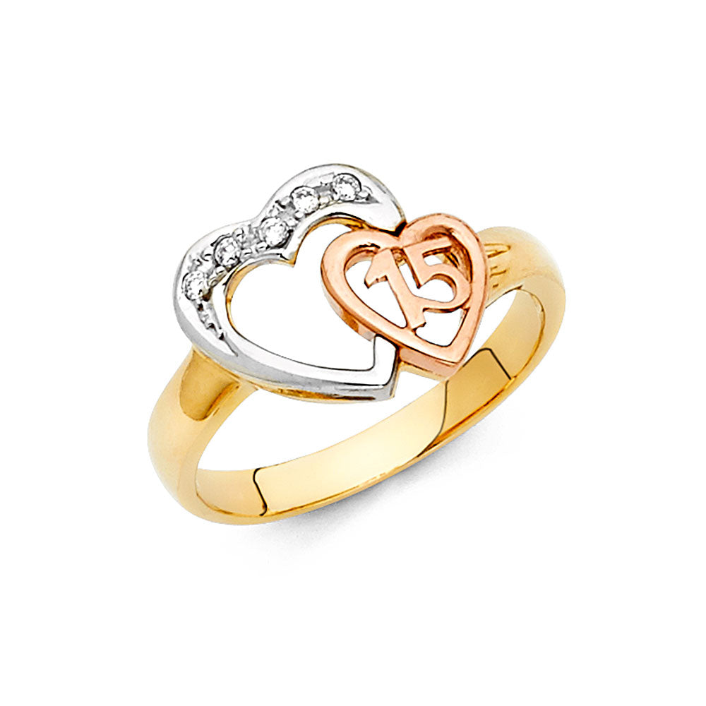 14K 3C CZ 15YEARS RING