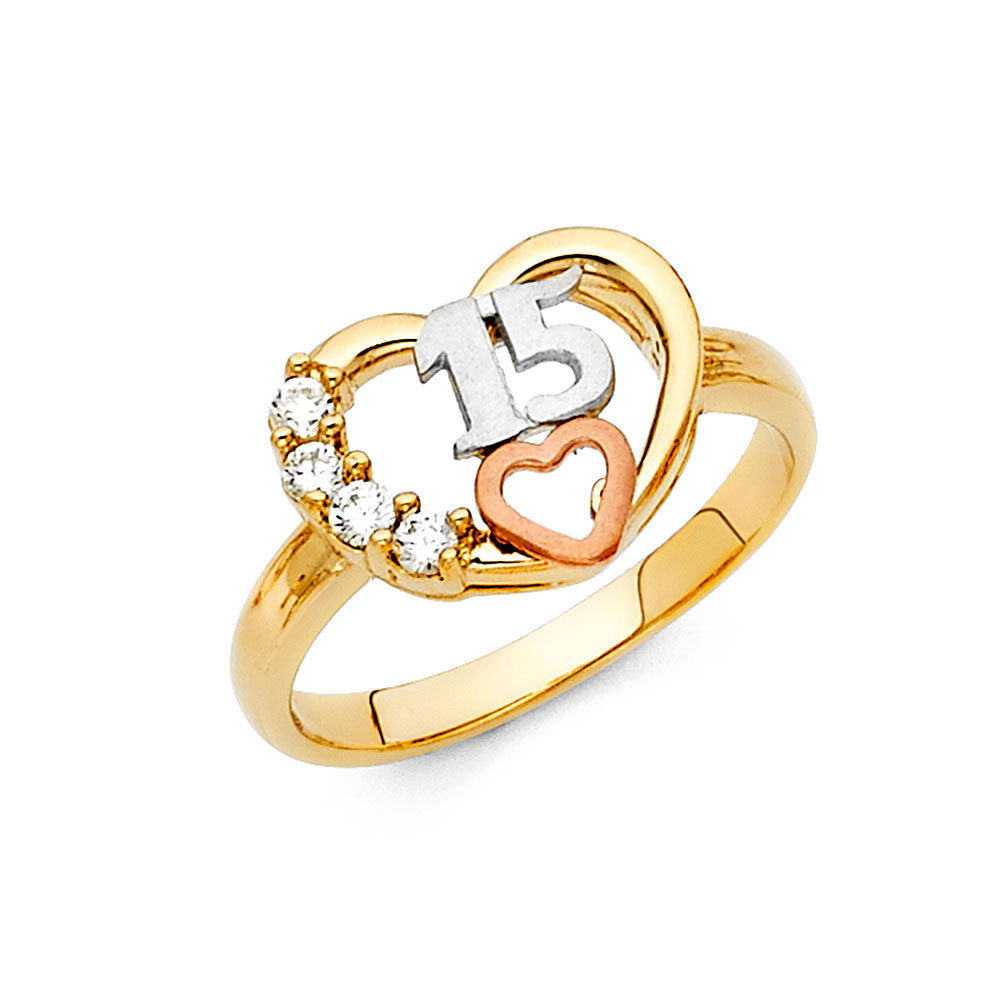 14K 3C CZ 15YEARS RING