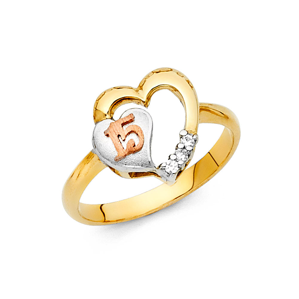 14K 3C CZ 15YEARS RING