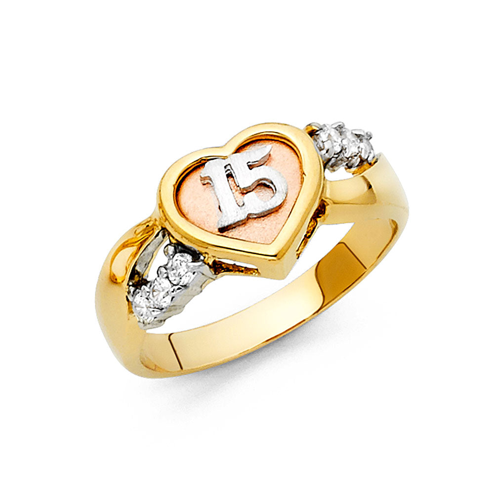14K 3C CZ 15YEARS RING