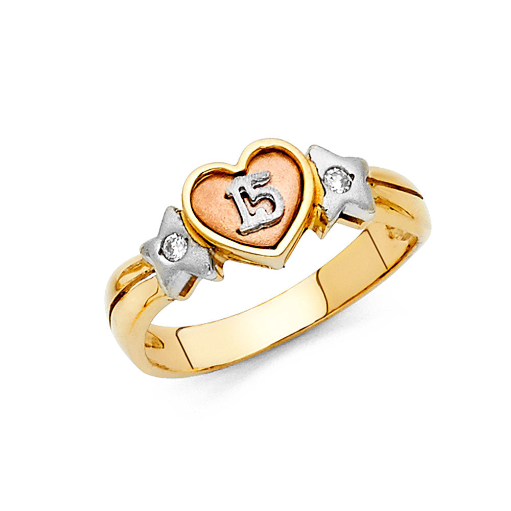 14K 3C CZ 15YEARS RING