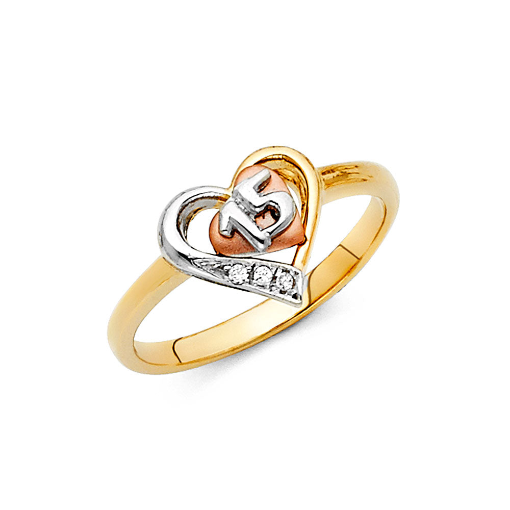 14K 3C CZ 15YEARS RING